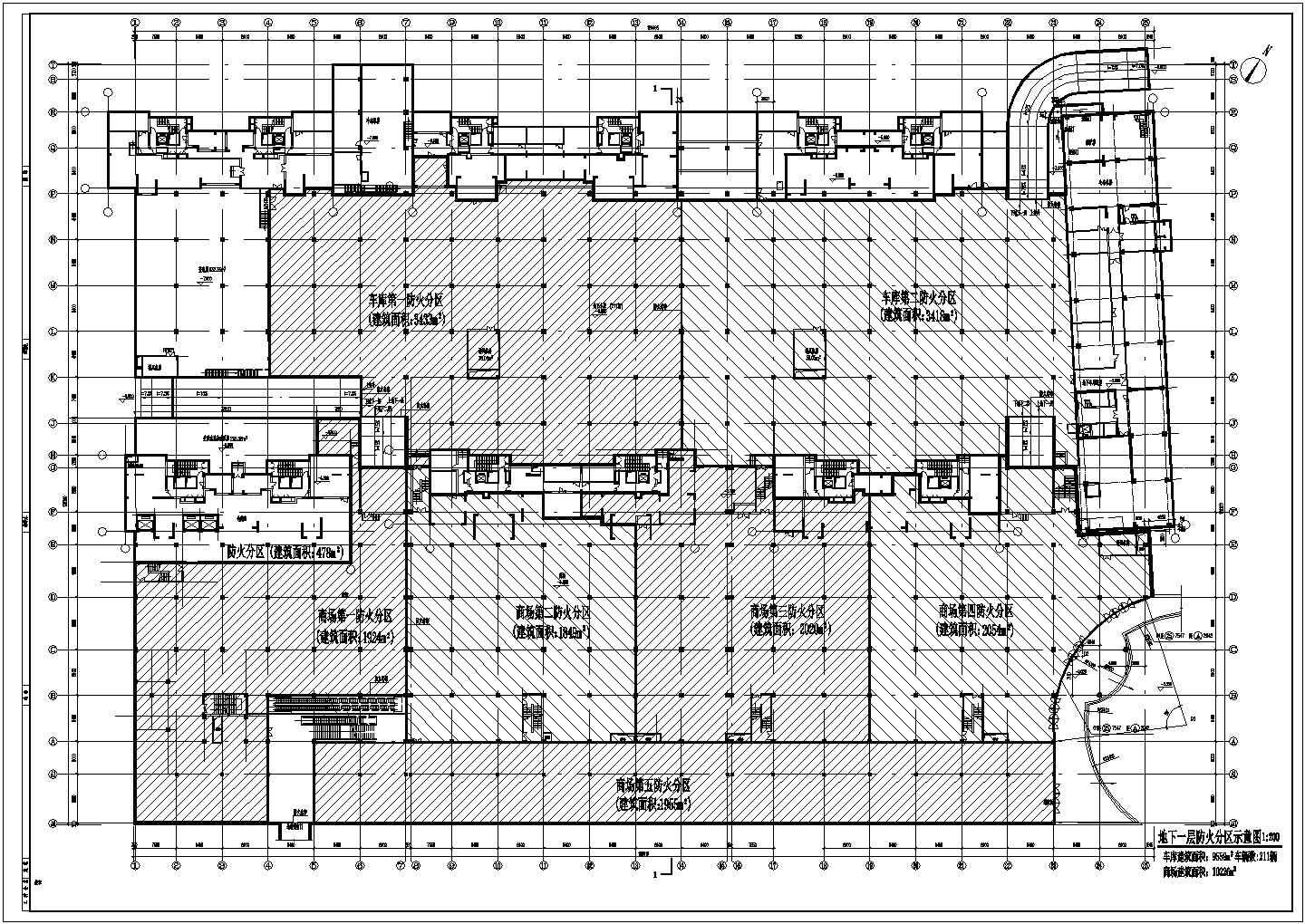 某商场建筑设计商场地下一层CAD设计平面图纸