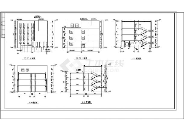 某四层框架结构小学教学楼设计cad全套建筑施工图（标注详细）-图一