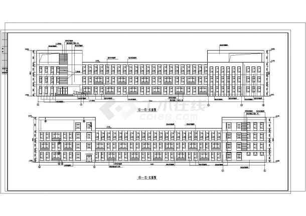 某四层框架结构小学教学楼设计cad全套建筑施工图（标注详细）-图二