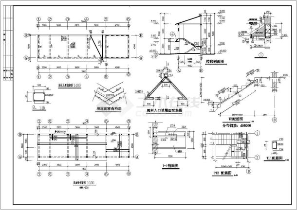 某厕所垃圾站及环卫办公用房结构建筑CAD设计施工图-图一