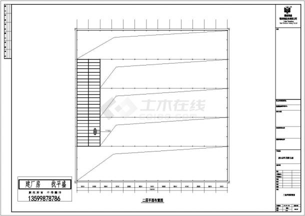 溧阳市某纺织厂单层轻钢机构加工车间全套结构设计CAD图纸-图二