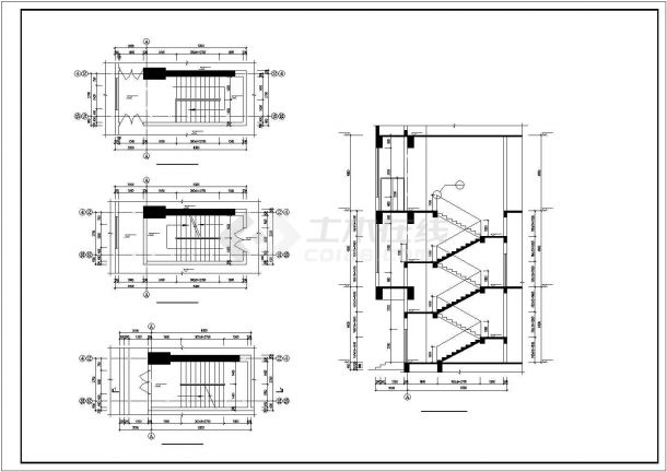 某高层商住楼核芯筒设计cad施工详图（大院设计，含商业疏散楼梯设计）-图二