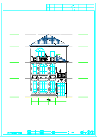 某三层自建房建筑设计cad施工图含效果图-图二