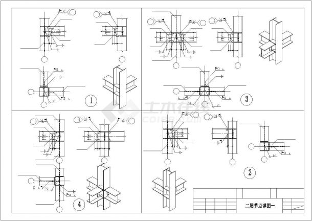 某钢结构扩建建筑完整设计施工CAD图纸-图二
