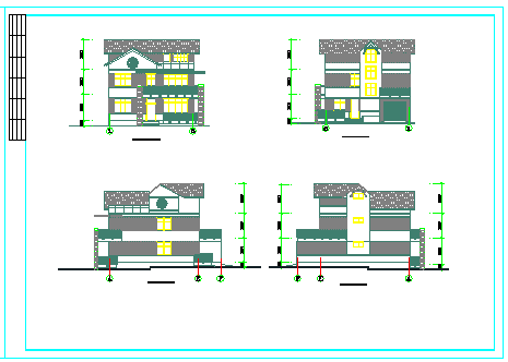 某三层农居建筑cad设计图含效果图