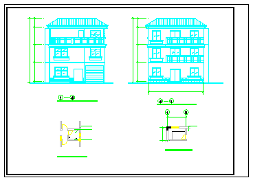 某地三层农居建筑cad设计施工图含效果图-图二