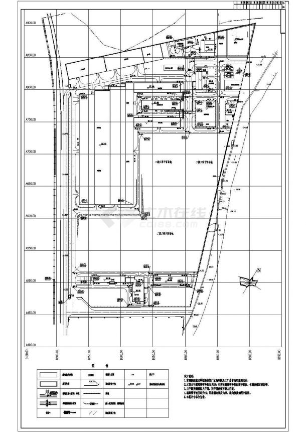 某厂区设计cad总平面图（含水电设计，含设计说明）-图二