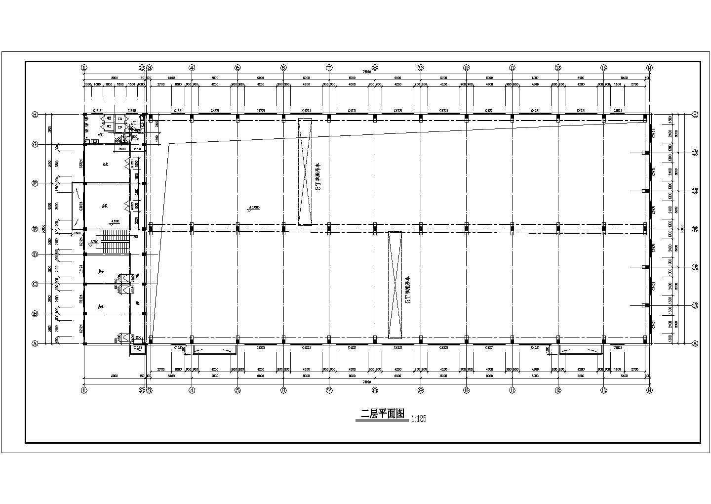 某二层砖混结构工业车间设计cad建筑施工图