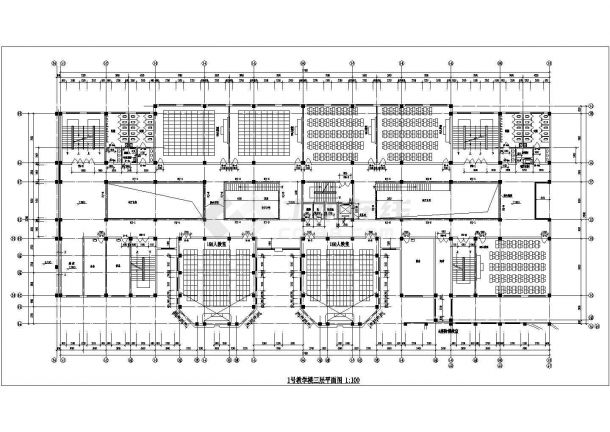 长沙市某高等学院三栋7500平米6层教学楼平面设计CAD图纸-图一