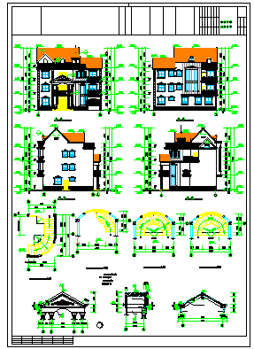 某地三层农村自建房cad建筑图纸含效果图_图1