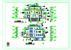 某三层别墅设计建筑cad图纸含效果图
