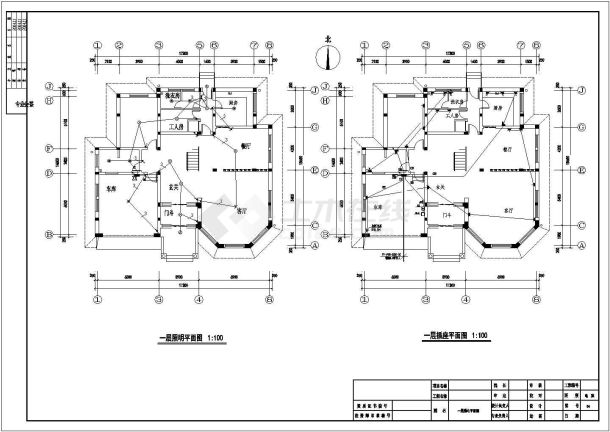 别墅电气强弱电设计cad施工图-图二