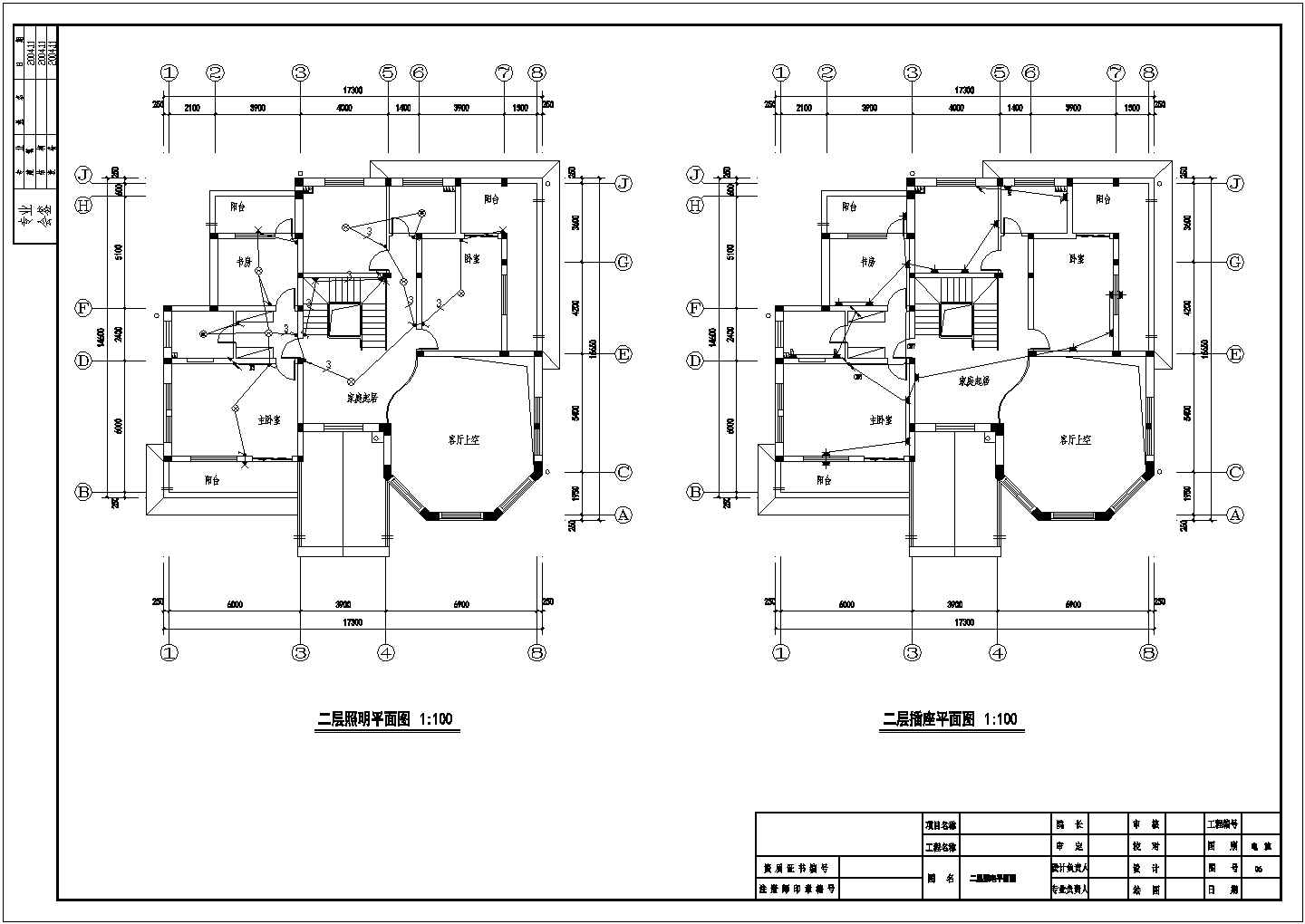 别墅电气强弱电设计cad施工图