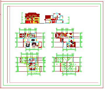 某三层别墅设计建筑方案设计cad图纸含效果图