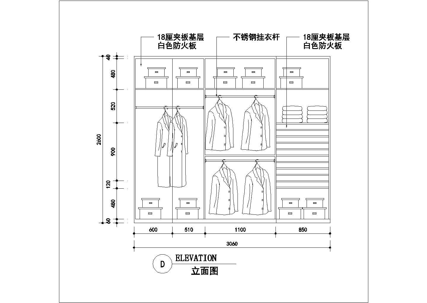 方形两居户型设计CAD全套参考图