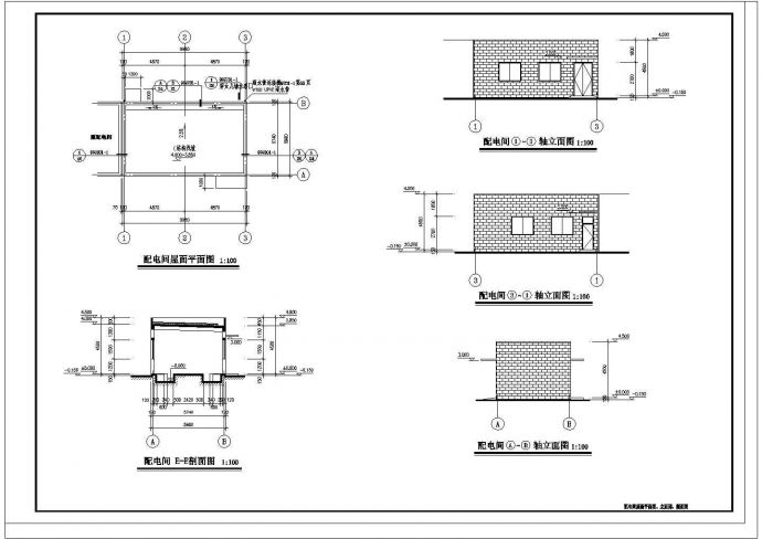 某一层框架结构生产车间设计cad全套建施图（含配电间设计）_图1
