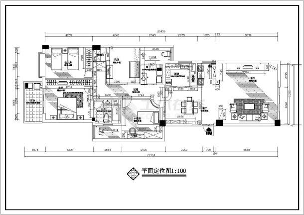 天津市南开区某新建楼盘经典户型全套装修设计CAD图纸-图一