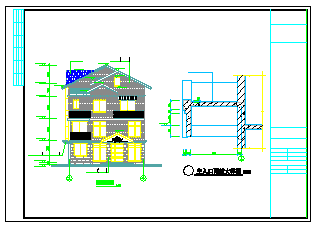 某三层自建房建筑cad施工图含效果图_图1