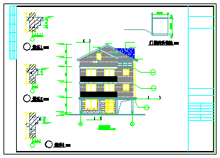 某三层自建房建筑cad施工图含效果图-图二