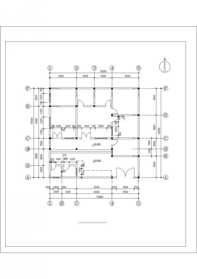 单层砖混住宅楼结构施工cad图，共5张_图1