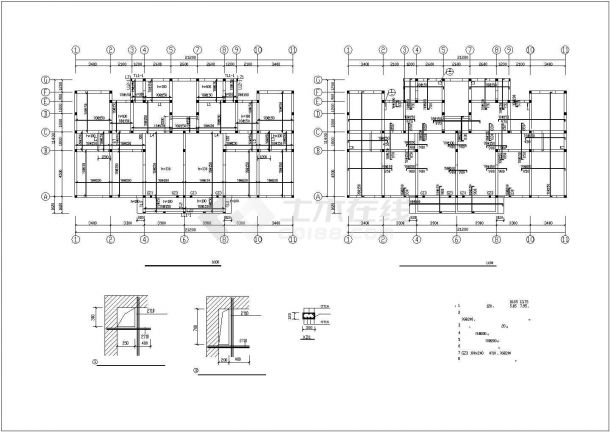 某地区长21.2米 宽11.4米 5层砖混住宅楼结构设计施工图-图二