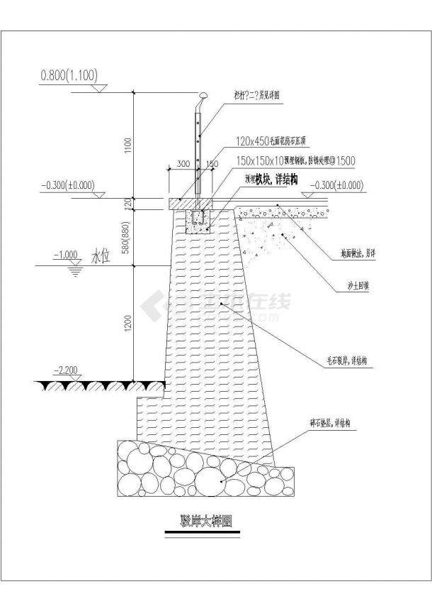 某驳岸做法CAD详细设计完整构造-图一