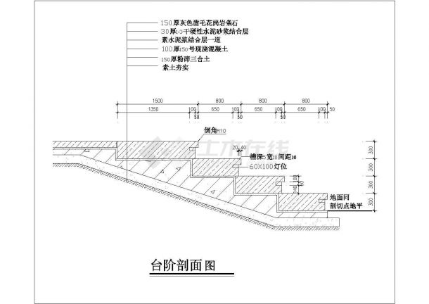 某台阶做法CAD平立剖设计构造图-图一