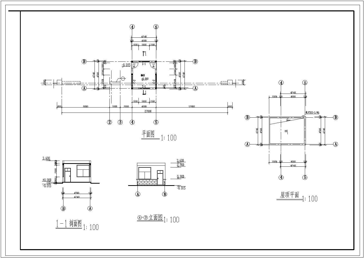 某全套门卫建筑CAD设计完整详细施工图