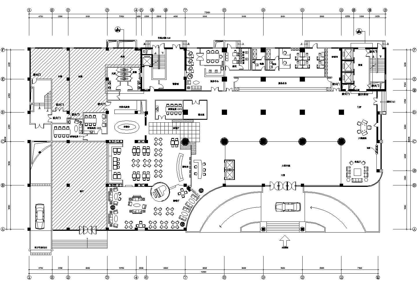 某市中心酒店大堂建筑全套设计施工CAD图纸