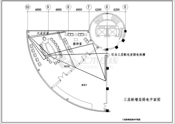 办公楼设计_锦州市某公司3层钢框架办公楼强弱电系统设计CAD图纸-图一