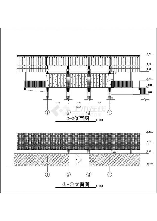 某城市渡假村茶室建筑完整设计施工CAD图纸-图二