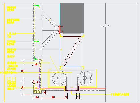 某防火卷帘处做法CAD大样完整设计图纸_图1