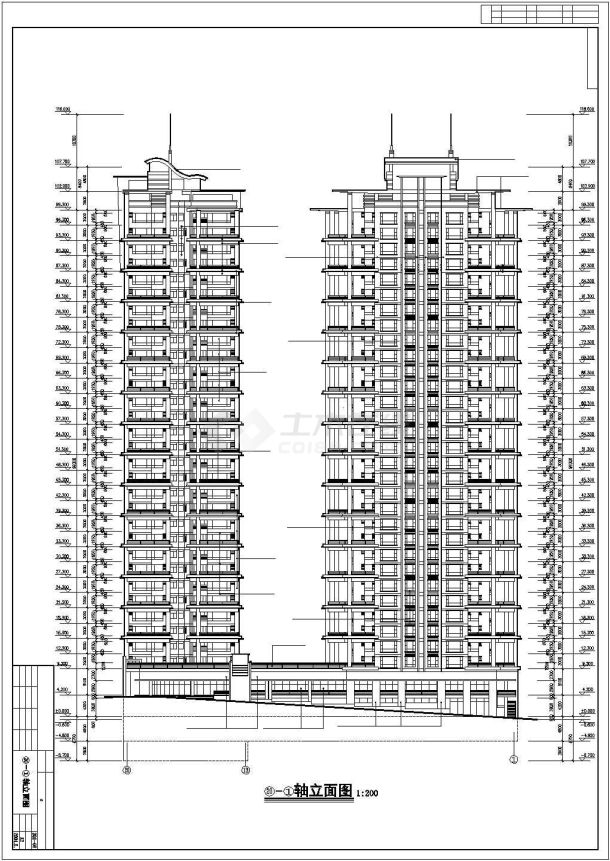 某城市高层综合商住楼建筑全套设计施工CAD图纸-图二