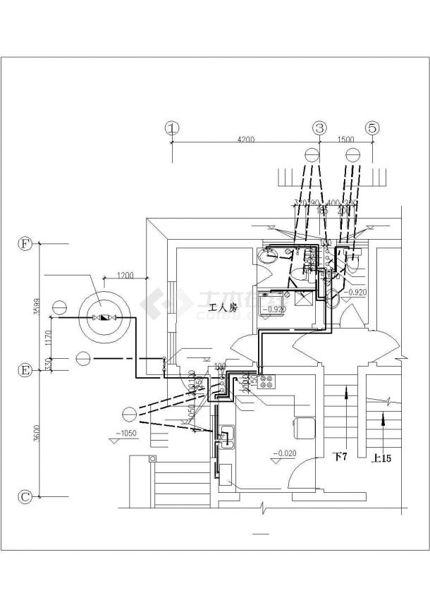杭州市锦康新村某3层砖混结构单体别墅全套给排水系统计CAD图纸-图二