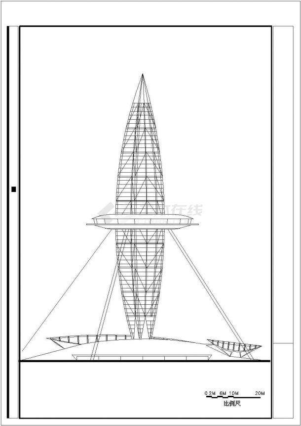 某城市观光塔建筑全套设计施工CAD图纸-图二