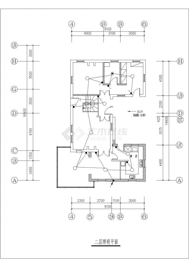 太仓市鑫斓花园小区3层砖混结构单体别墅全套电气系统设计CAD图纸-图二