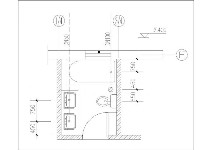 佛山市春天佳苑小区3层砖混结构单体别墅全套给排水设计CAD图纸_图1