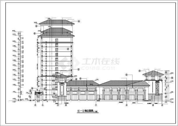 某城市度假型大酒店建筑设计施工CAD图纸-图一