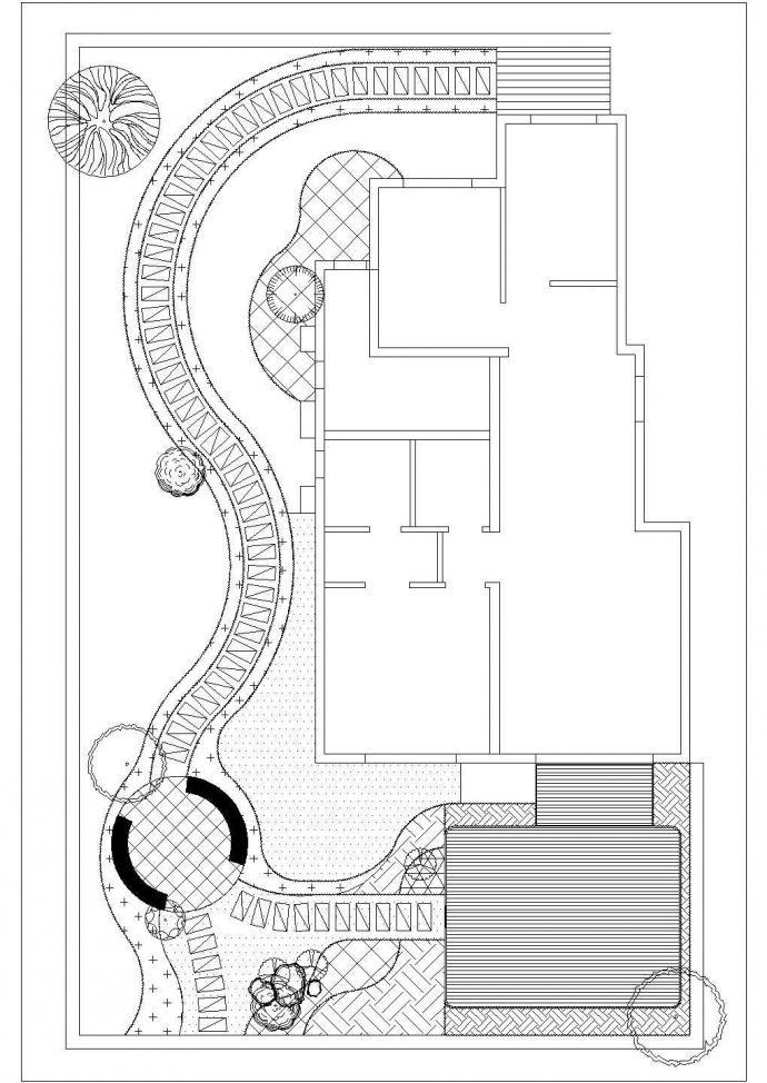别墅庭院花园设计su模型+cad方案图_图1