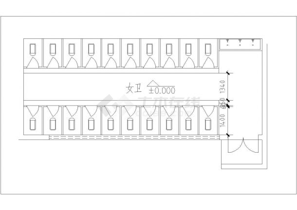 咸宁公共厕所给排水系统设计全套施工cad图-图一