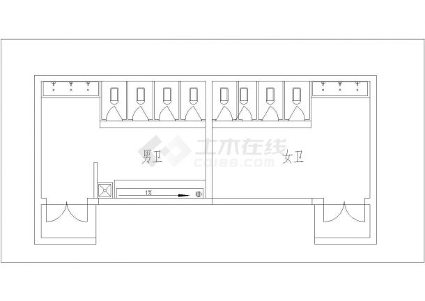 咸宁公共厕所给排水系统设计全套施工cad图-图二