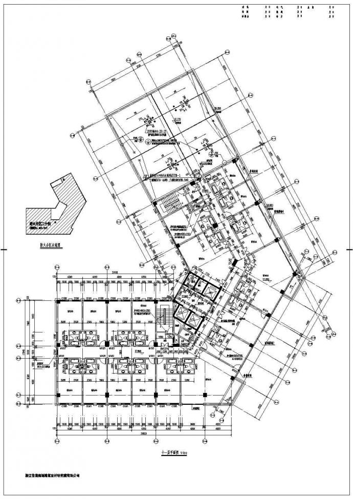 某十三层商务大楼施工图CAD图纸_图1
