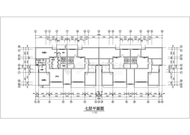 湖北省荆门市碧海花园某户型全套施工设计CAD图纸-图一