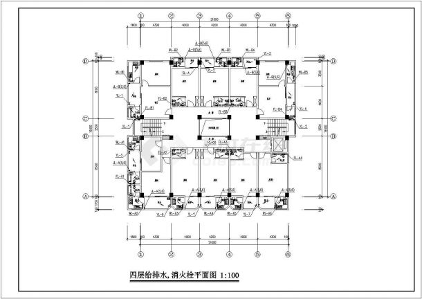 8层单身公寓楼给排水设计施工图纸（长21米 宽19.3米  含给排水设计说明）-图二