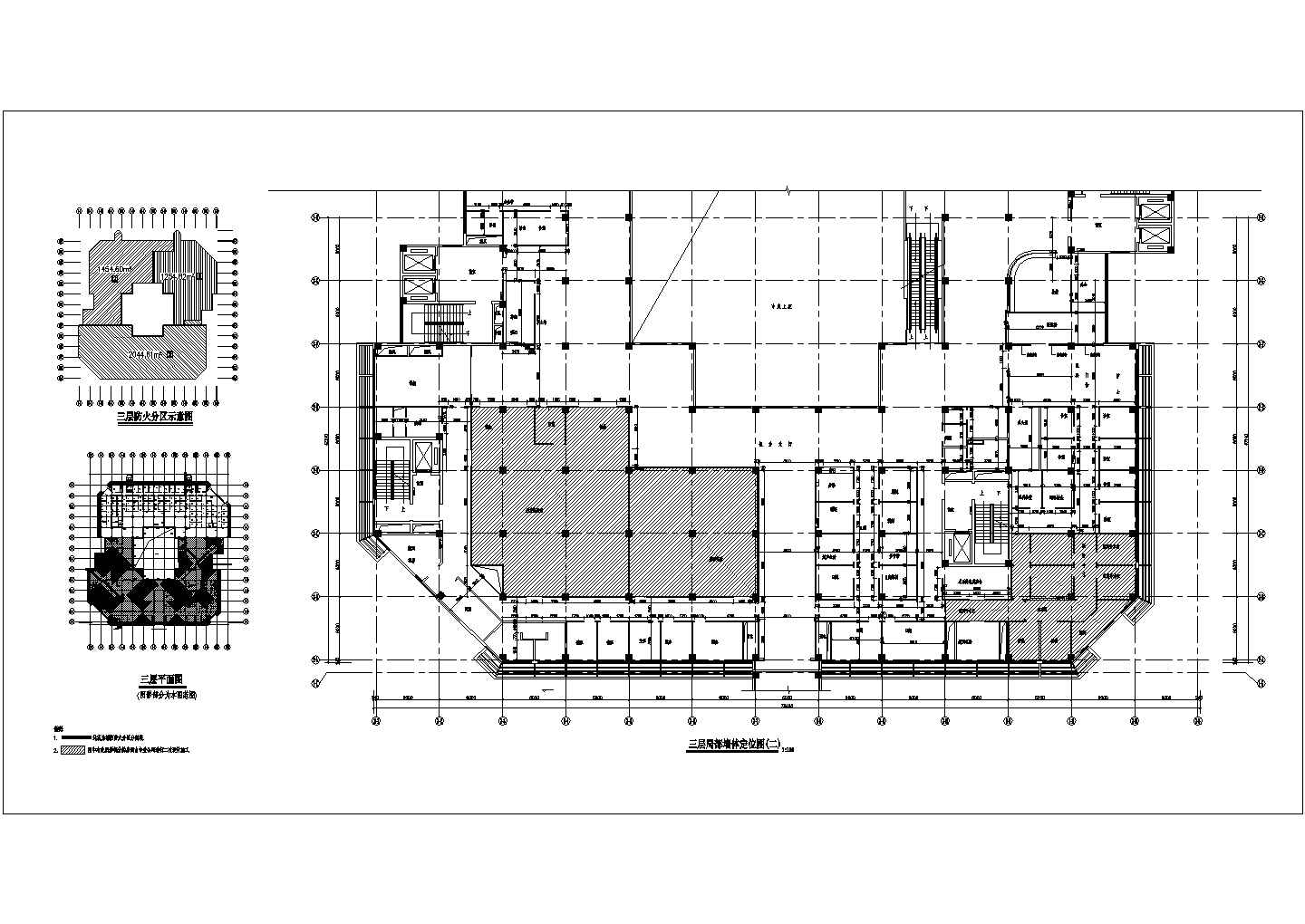 某医院三层局部墙体CAD设计节点定位图