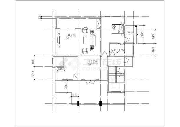 重庆市某别墅区2层混合结构单体乡村别墅结构设计CAD图纸（含阁楼）-图二