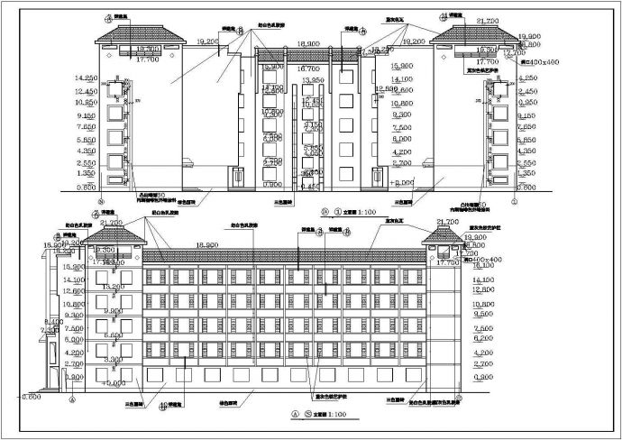 某10402平米6层砖混U形学生公寓楼建筑施工CAD图纸_图1