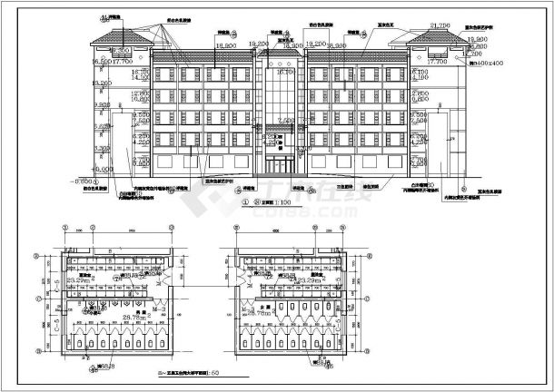 某10402平米6层砖混U形学生公寓楼建筑施工CAD图纸-图二