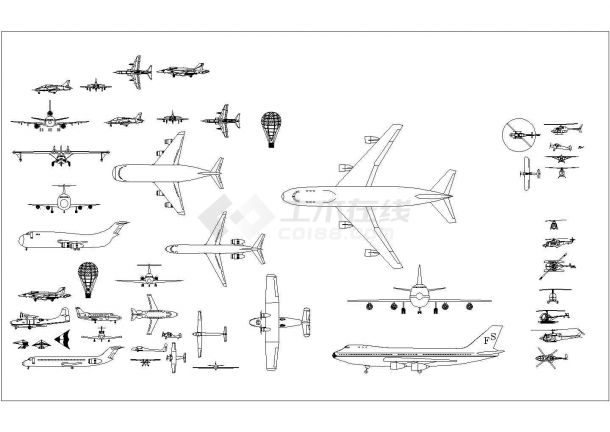 某飞机CAD平立面构造设计图纸-图一