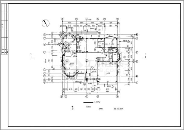 济南市月山花园小区3层框混结构单体别墅建筑设计CAD图纸（含夹层）-图二